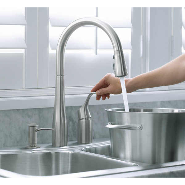 K647VS,CP Kohler Simplice® Pull Down Kitchen Sink Faucet with Three